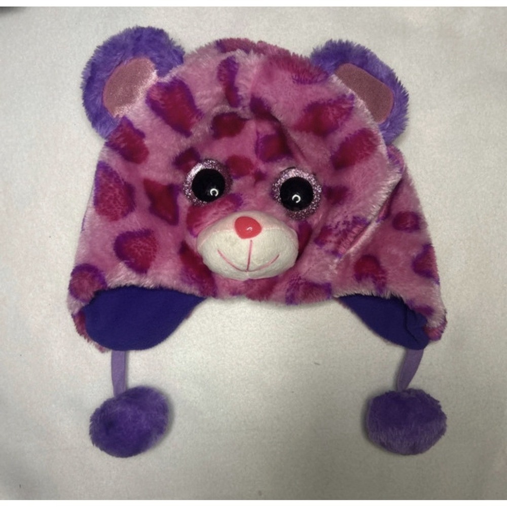 Ty Beanie Girls Winter Hat Fleece Lined OSFM 💖  Pink Leopard